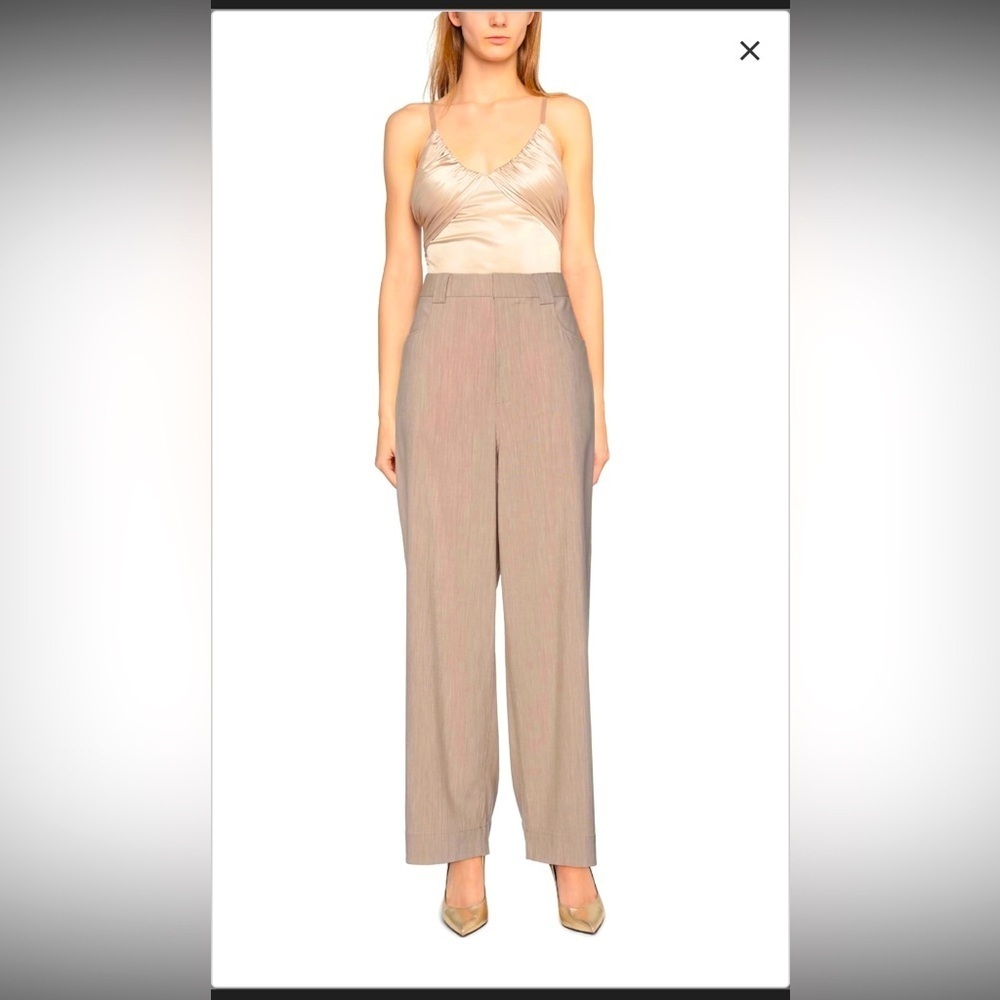 GANNI TROUSERS beige classic logo boho formal casual designer $180 spring dressy